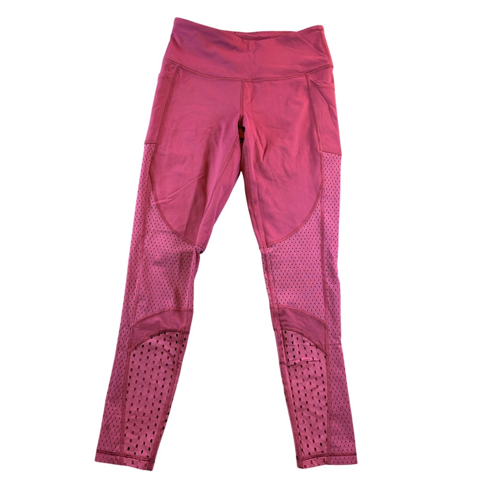 Victoria Sport Knockout Mesh Laser Cut Pocket Leggings Berry Pink Small